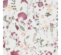Profhome Papier peint shabby chic 397461-GU papier peint intissé (TNT) blanc vert rose violet 0,53 m x 10,05 m / 5,33 m2