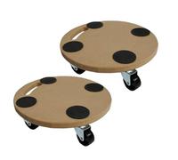 Profi Chariot à roulettes avec 4 roulettes | Rond | HxLxP 11x30x30 cm | Capacité de Charge 100kg | Panneau de Bois MDF | Marron | 2 pièces