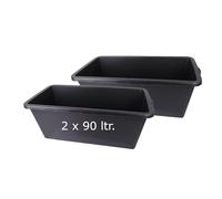 Profi-Line Lot de 2 bacs à mortier 90 l - En plastique flexible robuste - 31,5 x 80 x 50,5 cm - Fabriqué en Allemagne
