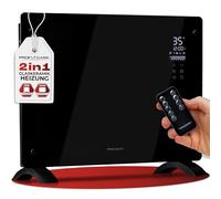 ProfiCare® Chauffage électrique avec façade en verre | Radiateur mobile également adapté au montage mural | Chauffage par convecteur avec 2 niveaux | Chauffage silencieux - 0dB | PC-GKH 3118 noir