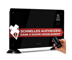 ProfiCare® Chauffage électrique avec façade vitrée |radiateur mobile également adapté pour montage mural |Chauffage convecteur avec 2 niveaux de chauffage | Chauffage silencieux- 0dB| PC-GKH 3119 noir