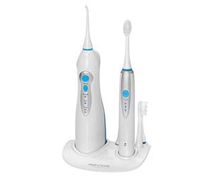 ProfiCare Combiné Brosse à Dents Sonique à Batterie àlectrique (Sans Fil)/Jet Dentaire Fonctionne sur Batterie Lithium Bleu/Blanc