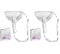 ProfiCare PC-HT 3044, Sèche-Cheveux Mural, 2 Niveaux de température et de Puissance, 1800 Watts, Câble Spirale Extra Long Cool Shot avec arrêt de sécurité, Blanc (Lot de 2)