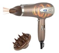 ProfiCare Sèche-cheveux avec fonction ionisation, 2200 W, sèche-cheveux de voyage extra léger, 3 niveaux et 2 modes de soufflage, sèche-cheveux avec diffuseur et buse de moulage, PC HTD 3113, marron