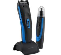 ProfiCare Set de Tondeuse Cheveux/Barbe + Epilateur Spécial Nez/Oreilles avec Accessoires Noire/Bleue