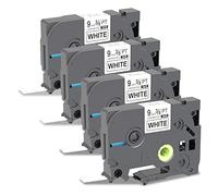 PROFICETIK Tz221s Lot de 4 rubans d'étiquettes 9 mm compatibles avec étiqueteuse Brother 9 mm 0,35 pour Brother P Touch TZ Tape tz221 pour P-Touch PT-D200