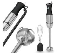 ProfiCook® 2en1 Mixeur plongeant & fouet | 1000 watts | Mixer, hacher & réduire en purée | Bâton long | Pied à purée |Boîtier en acier inoxydable |Poignée Soft Touch | PC-SMS 1220