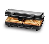 ProfiCook Appareil à croque-monsieur - pour toasts extra grands et/ou tranches américaines XXL - Revêtement anti-adhésif - 2 témoins lumineux - 900 Watts - Couleur Argent et Noir PC-ST 1092