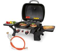 ProfiCook® Barbecue à gaz |2 brûleurs en acier inoxydable | Barbecue de table | Capot métallique et indicateur de température, | Petit gril à gaz pour balcon/camping| PC-GG 1261