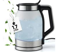 ProfiCook® Bouilloire 1,7 litre avec verre satiné | Réservoir d'eau éclairé en bleu | Bouilloire 1,7L | Kettle avec ouverture de remplissage à fermeture automatique | Sans BPA | 2200W | PC-WKS 1215 G