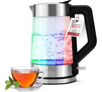 ProfiCook® Bouilloire électrique avec éclairage coloré, capacité 1,7 litre, verre avec éclairage du réservoir d'eau en fonction de la température, arrêt automatique, 2200W - PC-WKS 1190 G
