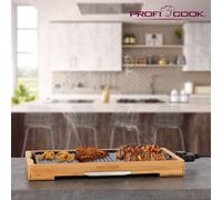 ProfiCook Gril Teppanyaki PC-TYG 1143 avec couvercle écologique Cadre en bambou