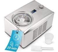 ProfiCook Machine à glace & yaourtière en un seul appareil | Glace en 20 min | jusqu'à 1500ml | Machine à glace avec compresseur | pour glace & yaourt glacé | Recettes, spatule à glace & gobelet gradu