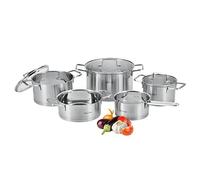 ProfiCook PC-KTS 1225 Lot de 8 casseroles à induction pour toutes les cuisinières - Induction - Céramique halogène et cuisinière à gaz - Set de casserole en acier inoxydable avec couvercle