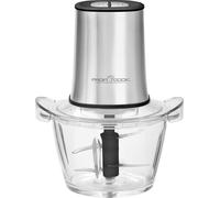 Profi Cook PC-MZ 1150 - Hachoir électrique - 2 en 1 - avec hachoir multifonction et broyeur à glace - bol en verre (1 l) + 2 lames en acier inoxydable - 400 Watts - Couleur Argent