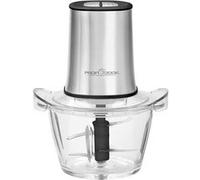 Profi Cook PC-MZ 1150 - Hachoir électrique - 2 en 1 - avec hachoir multifonction et broyeur à glace - bol en verre (1 l) + 2 lames en acier inoxydable - 400 Watts - Couleur Argent