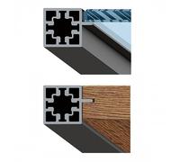 Profil aluminium noir en tube carré pour système Cadro - longueur 3 m - profil panneau verre HETTICH