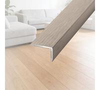 Profil D'arrête de Sol PVC Forme de L, Bande de Transition de Sol Aluminium, Protection de Marche en Métal Seuil de Carrelage Bordure Escalier Motif Grain Bois(Hazy Time,L900xW25xH10mm)