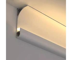 Profil de canal LED en aluminium pour éclairage indirect, diffuseur de moulure pour plafond, mur, sol, décoration disponible en 1 m, 1,2 m, 2 m, 4 m, 10 m, 18 m (blanc 26 m)