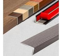 Profil de Garniture de Bord Barre de Marche Aluminium de Porte Bande de Transition Sol en Vinyle en Grain Bois Bande de Recouvrement pour Planchers Stratifié(Export Grey,L900xW28xH12mm)