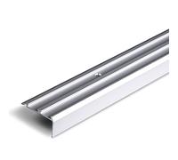 Profil de Nez de Marche en Aluminium Power Grip, anodisé avec double insert en Caoutchouc antidérapant, H 2 cm, 4,2 cm de Largeur (Gris - à Visser, 90 cm de Longueur)