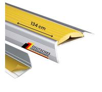 Profil de nez de marche en aluminium Power Grip, anodisé avec insert en caoutchouc antidérapant, 2 cm de hauteur et 4,2 cm de largeur (Jaune - autocollant, 134 cm de longueur)