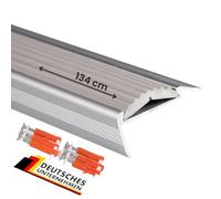 Profil de Nez de Marche en Aluminium Power Grip, anodisé avec Insert simple en Caoutchouc antidérapant, H 2 cm, 4,2 cm de Largeur (Gris - à Visser, 134 cm de Longueur)