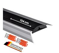 Profil de Nez de Marche en Aluminium Power Grip, anodisé avec Insert simple en Caoutchouc antidérapant, H 2 cm, 4,2 cm de Largeur (Noir - à Visser, 134 cm de Longueur)
