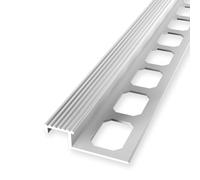 Profil pour carrelage 9 x 20 x 2500 mm Hauteur d'encadrement 9 mm Profil pour marches d'escalier Aluminium Bord de marche Fermé Poinçonné Profil métallique Alu Naturel Küberit