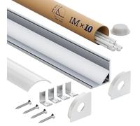 Profilé Alu pour Ruban LED 1m 10 Pièces, Rail LED avec Diffuseur LED Blanc Opale, profilé led encastrable/apparent pour un Éclairage Doux et Homogène, Compatible Bandes led ≤10 mm (SL09, 1M 10 pièces)