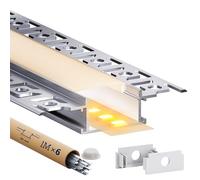 Profilé Alu pour Ruban LED 1m 6 Pièces - Rail LED avec Diffuseur LED Blanc Opale - profilé led encastrable Placo pour un Éclairage Doux et Homogène - Compatible Bandes led ≤20 mm (SA01, 1M 6 pièces)