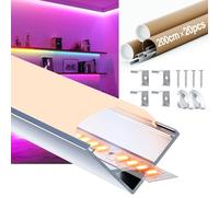 Profile Alu pour Ruban Led 2 M - Profilé Aluminium LED - Canal Aluminium V-Forme pour Ruban LED, Profilé Alu avec Couvercle Blanc Laiteux, Embouts et Clips de Montage (SL09, 20*2M(Totale 40M))