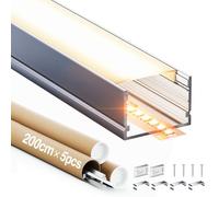 Profilé Alu pour Ruban LED 2m 5 Pièces, Profilé LED Encastrable en Aluminium Anodisé, Profile LED et Diffuseur LED pour Une Répartition Uniforme de La Lumière, Bandes LED Jusqu'à 25mm (2m 5 Pièces)