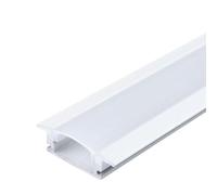 Profilé Aluminium encastrable 2m Blanc avec Couvercle Blanc Opaque