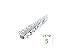 Profilé aluminium encastrable - SILUMEN - 1 m (Pack de 5) - Couvercle blanc opaque - Pour ruban LED - Encastrable
