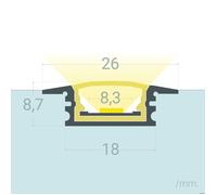 Profilé Aluminium Étanche IP65 Encastré 2m pour Ruban LED jusqu'à 8 mm Aluminium 2 m Blanc translucide