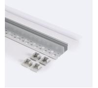 Profilé Aluminium Intégration Plâtre/Placo avec Capot Continu pour Ruban LED jusqu'à 8 mm Aluminium 2 m Blanc translucide