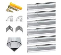 Profilé Aluminium LED - 6x1mètre Aluminium Profilé V-forme pour Bandes à LED , Compact Finition Professionnelle avec Transparent Laiteux Couvercle,Embouts,Clips de Montage en Métal,Embouts Jaunes