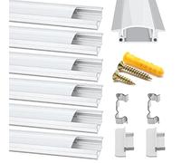 Profilé Aluminium Led Chesbung, Canal aluminium Led en pour Bandes à Led, Profil Led avec Couvercle Blanc Crème, Canal Led et Diffuseur LED avec Embouts, Clips de Montage en Métal (6pcs-1m-yw)
