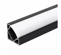 Profilé Aluminium Noir Angle 2m pour Ruban LED Couvercle Blanc Opaque - SILAMP