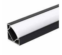 Profilé Aluminium Noir Angle 2m pour Ruban LED Couvercle Blanc Opaque - SILAMP