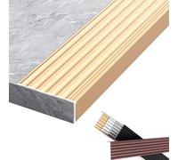 Profilé Antidérapant pour Nez de Marche, 100 cm en Forme de L, 50 x 20 mm Profilé d'angle en Aluminium pour Marches en Bois/Vinyle/Carrelage(Gold)