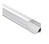 Profilé d'angle en aluminium - Bande de recouvrement de rail pour bandes LED - Profilé rayures opale 1 m 2 m - Blanc laiteux, 1m klar