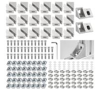 Profilé d'Angle en Aluminium - Matériel de Fixation - 20 x 20 cm - Connecteur d'Angle - Support Mural - Grille à 90° - Pour Profilé d'Entretoise 2020