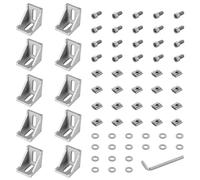 Profilé d'angle en aluminium - Matériel de fixation - 30 x 30 cm - Matériel de fixation - Profilé d'angle en aluminium - Support mural - Grille d'angle à 90 ° - Pour profil d'entretoise 3030