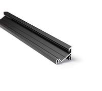 Profilé d'angle LED 2m C14 en aluminium noir pour bandes LED avec cache slide transparent, pour rubans LED jusqu'à maximum 14 mm (noir, 2 m de slide transparent).