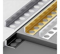 Profilé d'angle pour Carrelage De Qualité Supérieure - Longueur : 125 Cm X 2 Pièces - Profilé De Joint en Aluminium Anodisé - Profilé d'angle Dé, Gold, Height: 11 mm