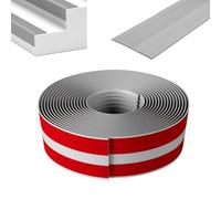 Profilé de bord de marchepied, 2M/5M autocollant en PVC, profilé de protection pour marches d'escalier, imperméable et antidérapant en forme de L, pour intérieur et extérieur (Gris, 2m X 10,8cm)