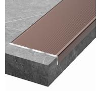 Profilé de bord d'escalier en aluminium, nez de marche de 10 cm de large, disponible, moulure de nez de marche en forme de L, bandes de moulure antidérapantes.(Brown,L 120CM/48in)
