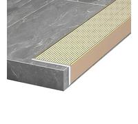 Profilé de bord d'escalier en forme L, bande transition étanche, sol, profil rainuré aluminium for stratifié, carrelage, parquet, etc(Gold,4x2x90cm)